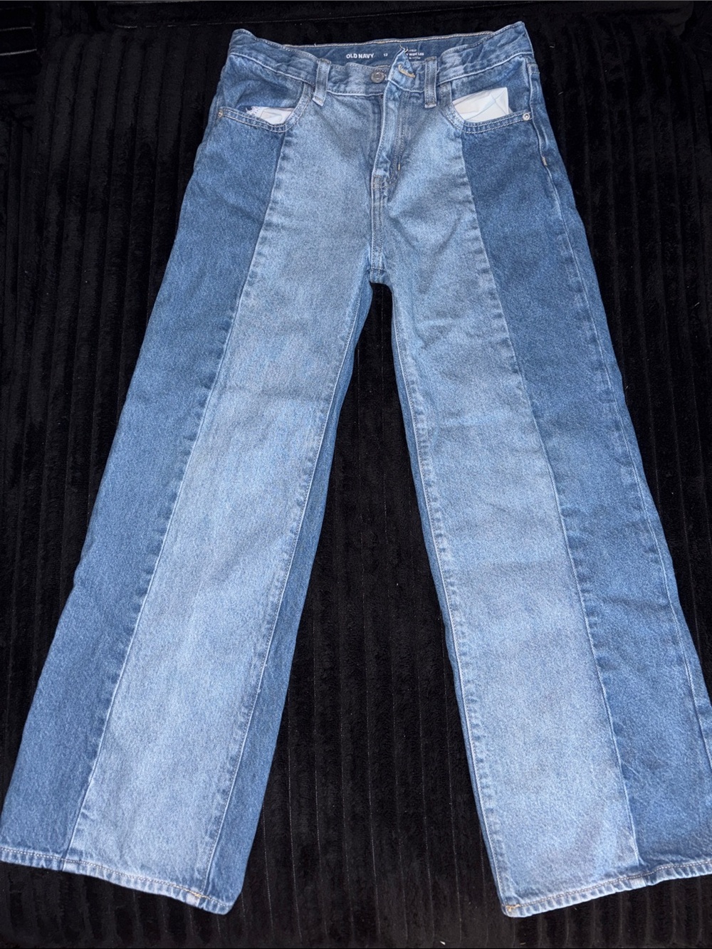 Old Navy Two-Tone Blue Wide-Leg Jeans Size 12 Big Girl